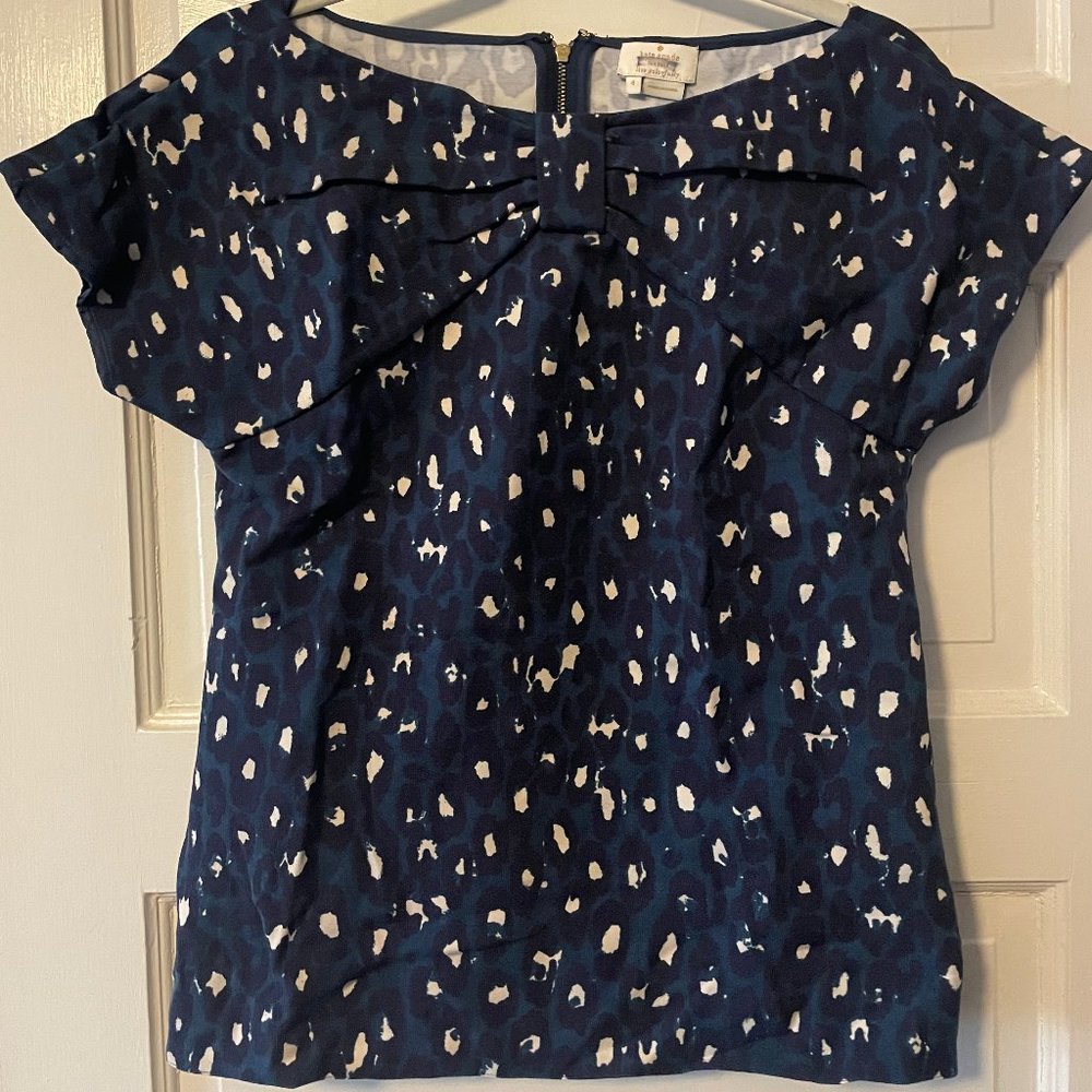 Kate Spade blue leopard print top - sz 4
